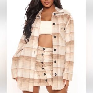 FASHION NOVA brown plaid shacket